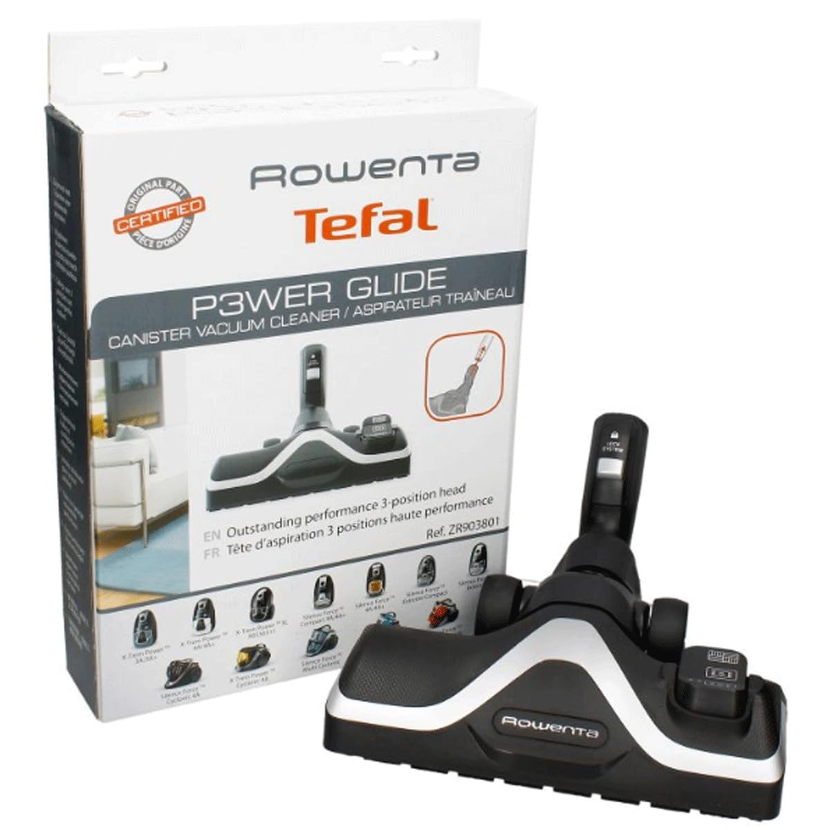 Rowenta ZR903801 - Ugello Powerglide, adatto per aspirapolvere Silence Force e X-Trem Power con sistema a clic RO64xx, RO63xx, alcuni RO68xx, RO83xx, RO76xx, alcuni RO69xx, Nero