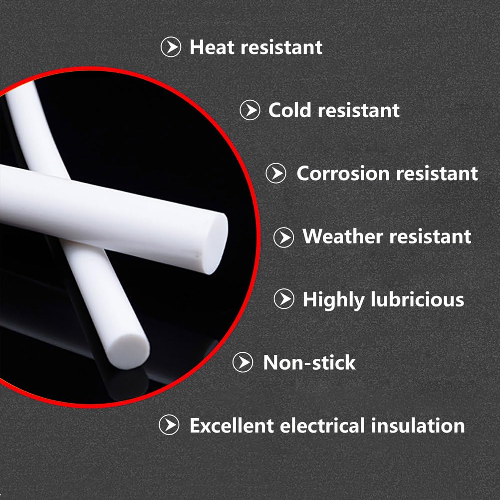 Barra in PTFE e Teflon, confezione da 2, 50 cm, diametro 16-28 mm, lavorabile, antiaderente, resistente agli agenti chimici, for progetti fai da te e industriali(18mm)