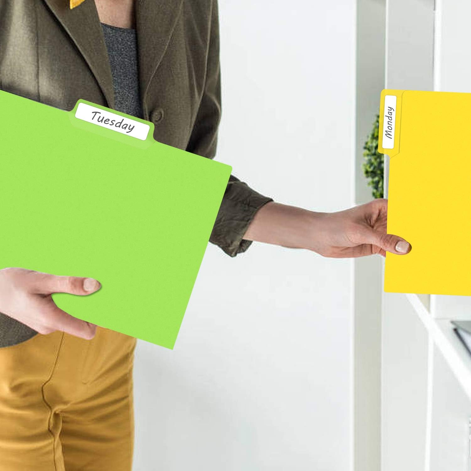 INFUN 18 Pack Colored File Folders ,Heavy Duty File Folders with Oversized Erasable 1/3-Cut Tab and Sticky Labels , 6 Assorted Colors,Letter Size,Perfect for Organization : Office Products