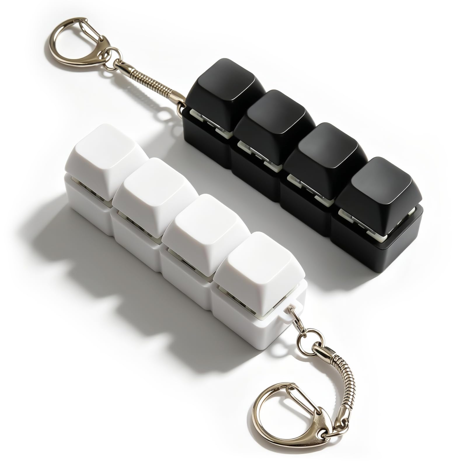 2 Pcs Keyboard Fidget Toy Black and White Set, 4-Button Decompression Toys