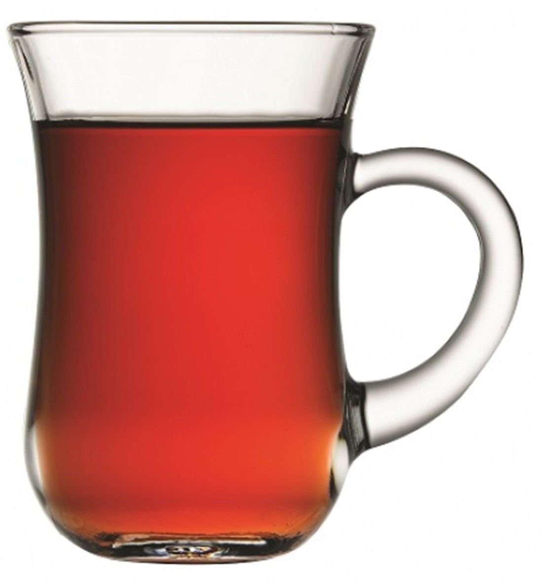 Pasabahce Set of 6 Tea Coffee Glasses Cups with Handles Handled Mugs 140ml