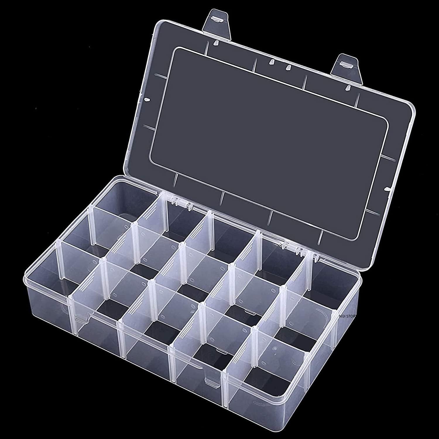 TOKEZO plastic organiser box organizer 15 grid container jewelry box removable adjustable divider ring beads earring fishing necklace bracelets clear button pill storage cosmatic storage box