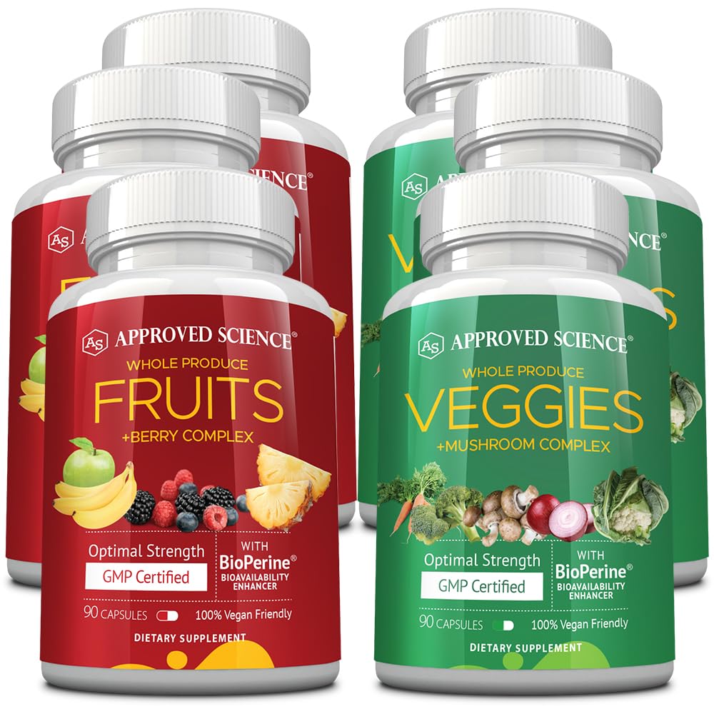 Approved Science Fruits Veggies - 42 Whole Fruit and Veggie Supplement - Enhanced Health Vitality - Daily Natural