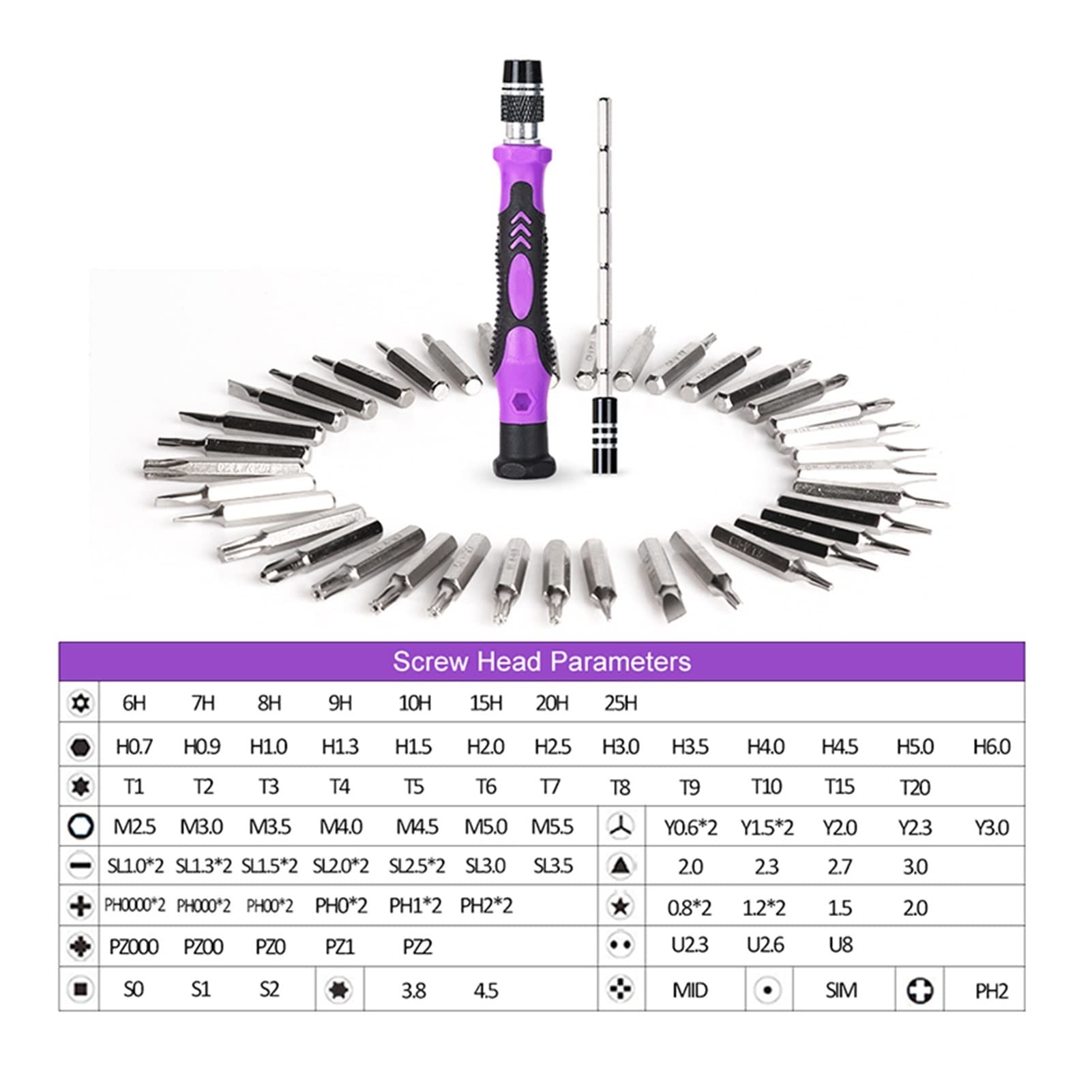 Generic Juego de destornilladores de precisión Destornillador magnético Destornillador Mango Reparación de teléfonos móviles Kit de herramientas manuales(115 IN 1 BLACK)