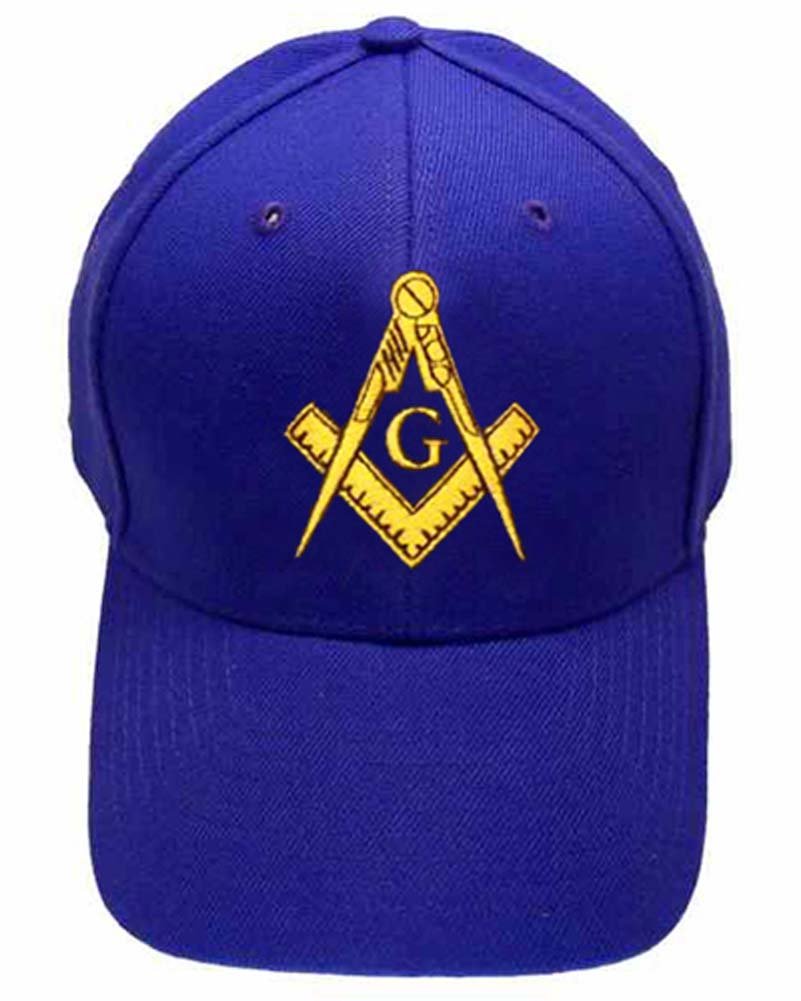 Mason ZoneFreemason's Baseball Cap - Blue Hat with Golden Standard Masonic Symbol