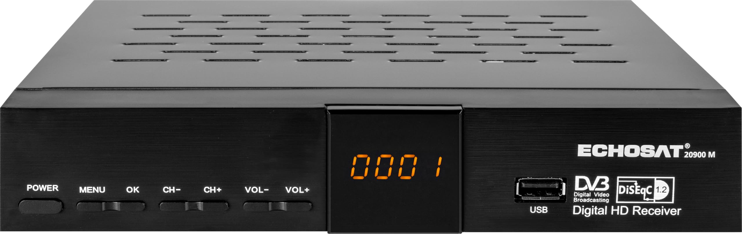 OM-20900M – HD Sat-Receiver (DVB-S/DVB-S2, USB Mediaplayer, Scart, HDMI, 4-stelliges Display, EPG, 2 × USB) – Schwarz