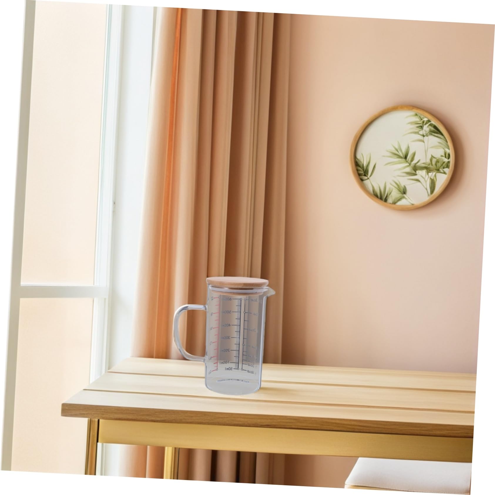 Taza Medidora de Vidrio con Tapa 600ml, Mango Ergonómico y Resistente al Calor para Hornear y Usar en Microondas