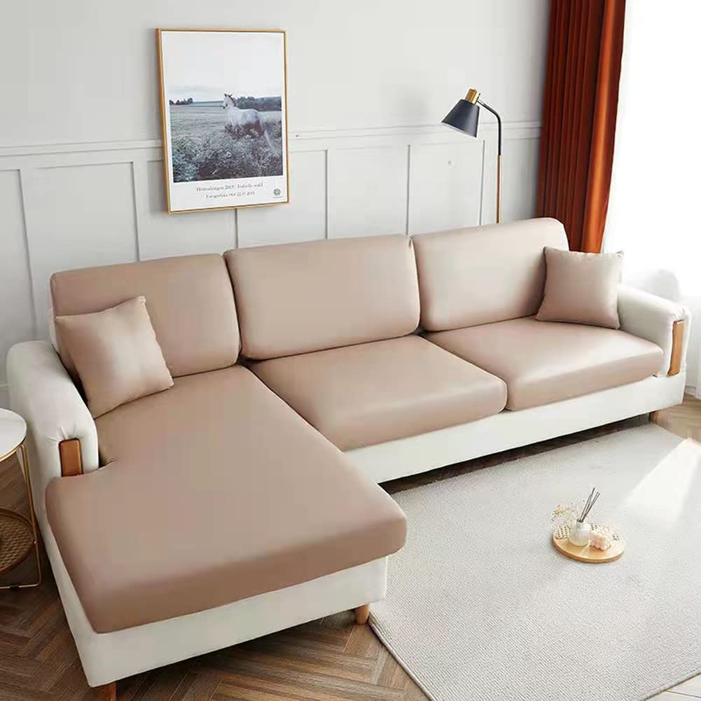 YURRO Anti Scratch PU Leather Sofa Cushion Cover,Water Resistant Sofa Seat Cover Protector,Backrest Sofa Slipcovers Replacement for 1/2/3/4 Seater