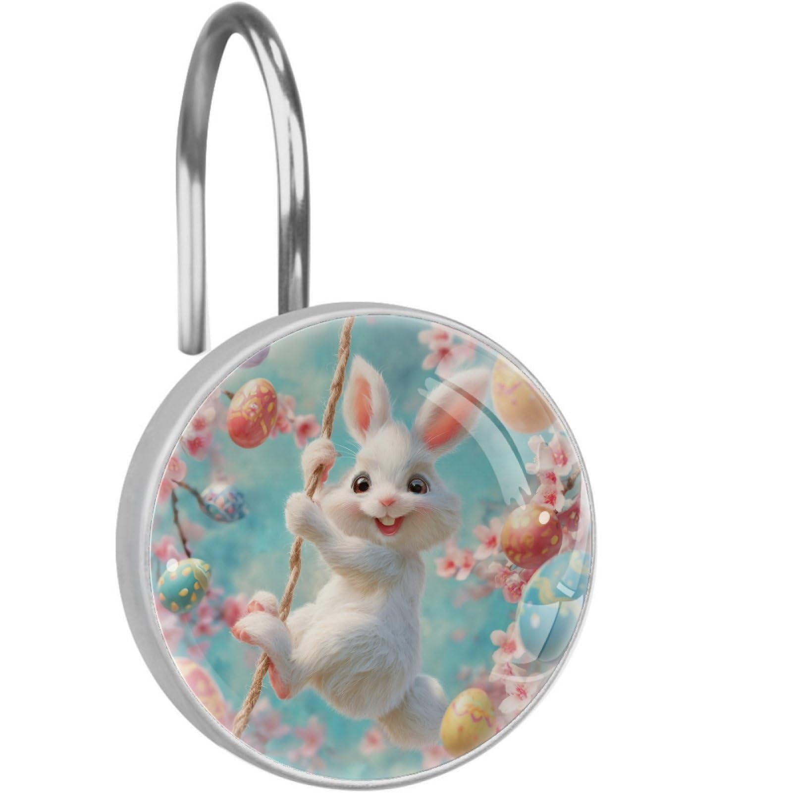 VAPOKF Shower Curtain Hooks, 12PCS Easter Bunnies Shower Curtain Hook for Bathroom Decors Home Bedroom