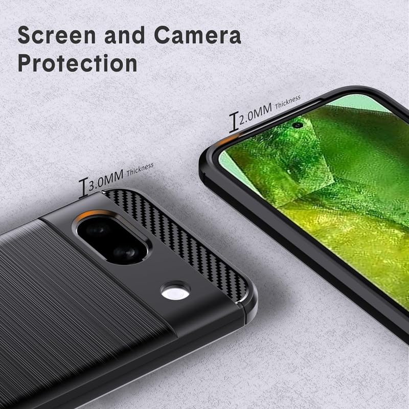 Image of NPRC Hybrid Ultra Slim Protective Case TPU Non-Slip Carbon Fiber Texture Shockproof Case Cover for Google Pixel 8A - Black