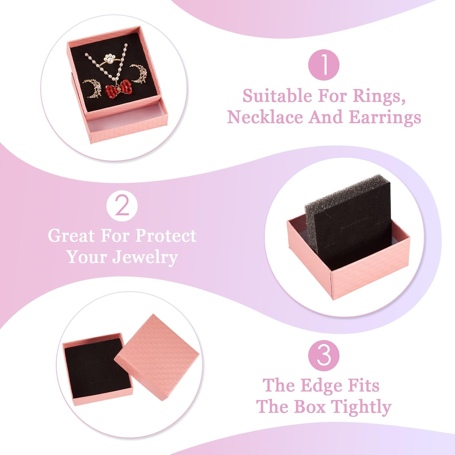 Cheriswelry 10Pcs Small Gift Box with Lid Valentines Pink Paper Box Square Jewelry Storage Case 2.95"x 2.95"for Anniversary Weddings Christmas Party Supplies DIY Jewelry Necklace Bracelet Earring image 5