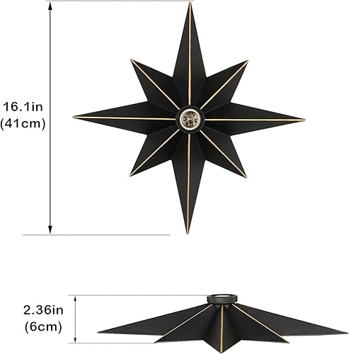 Miniatura 5 de Lámpara de techo de montaje empotrado de 16 pulgadas, luces de techo industriales de metal negro, lámparas de entrada vintage, iluminación de