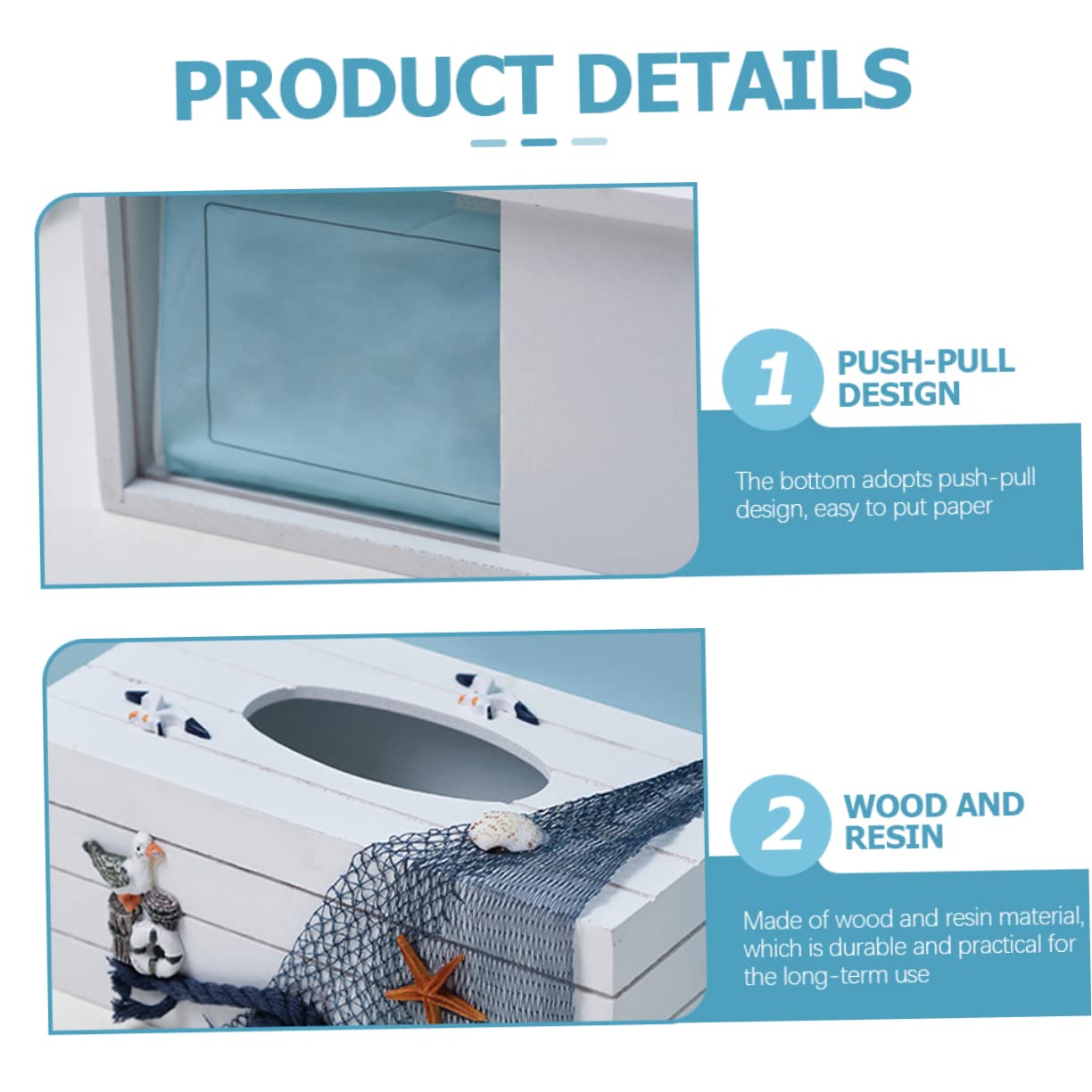 PRETYZOOM Caja De 2 Uds Caja De Pañuelos De Viento del Océano Dispensador De Servilletas Servilletas De Papel Servilletero Náutico Decorativo Dispensador De Toallas De Papel