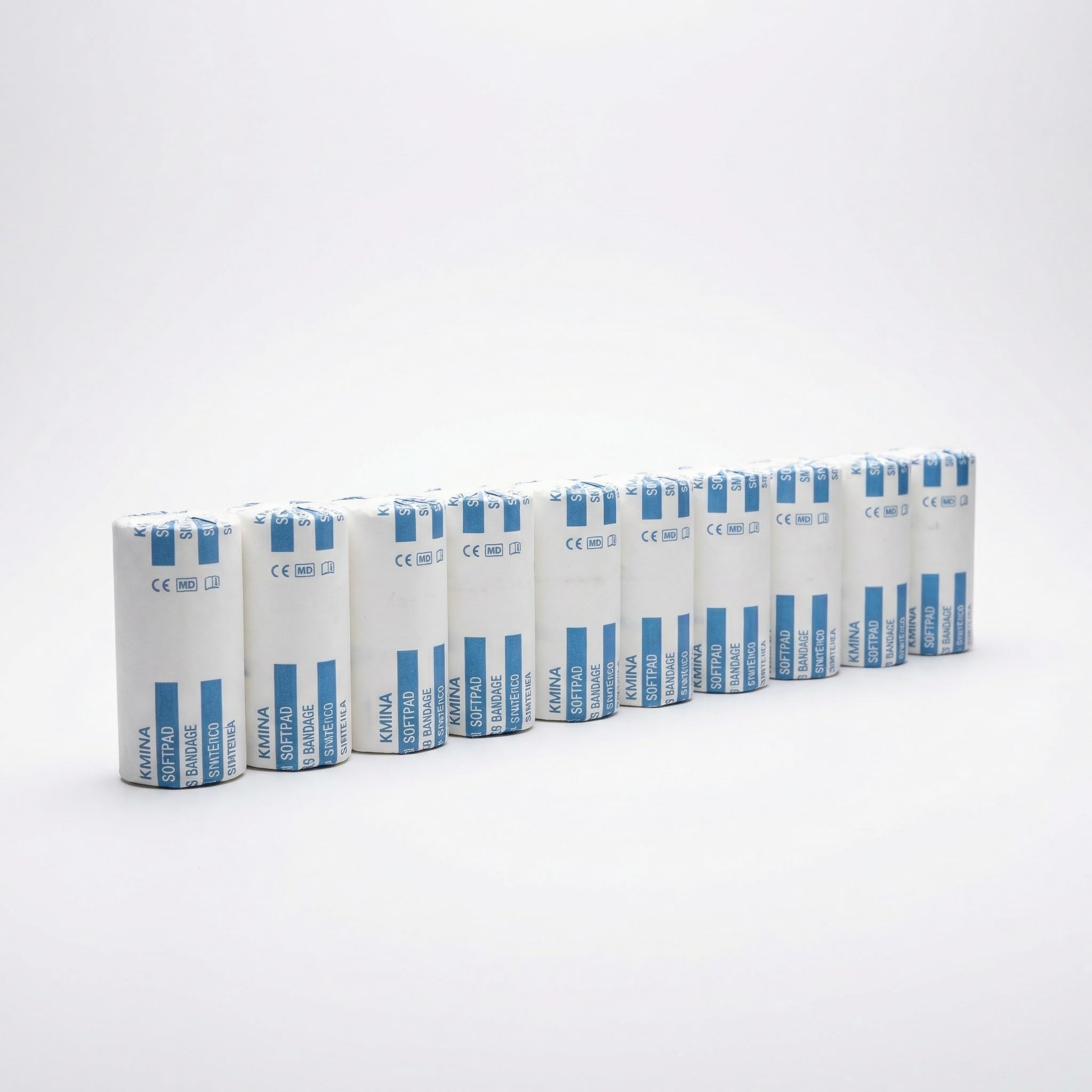KMINA Benda di Imbottitura Sintetica (144 unità, 12 scatole da 12) 10 cm x 2,7 m, Imbottitura per Bendaggi Compressivi, Uso Clinico