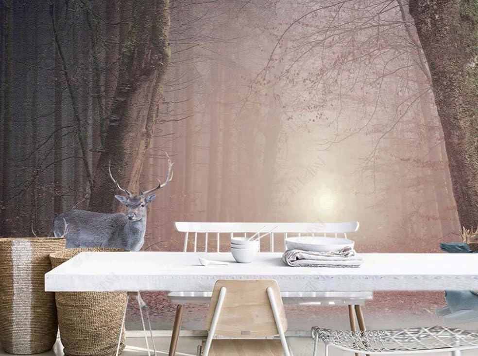 Papier peint intissé cascades forestières grand format pour mur de salon