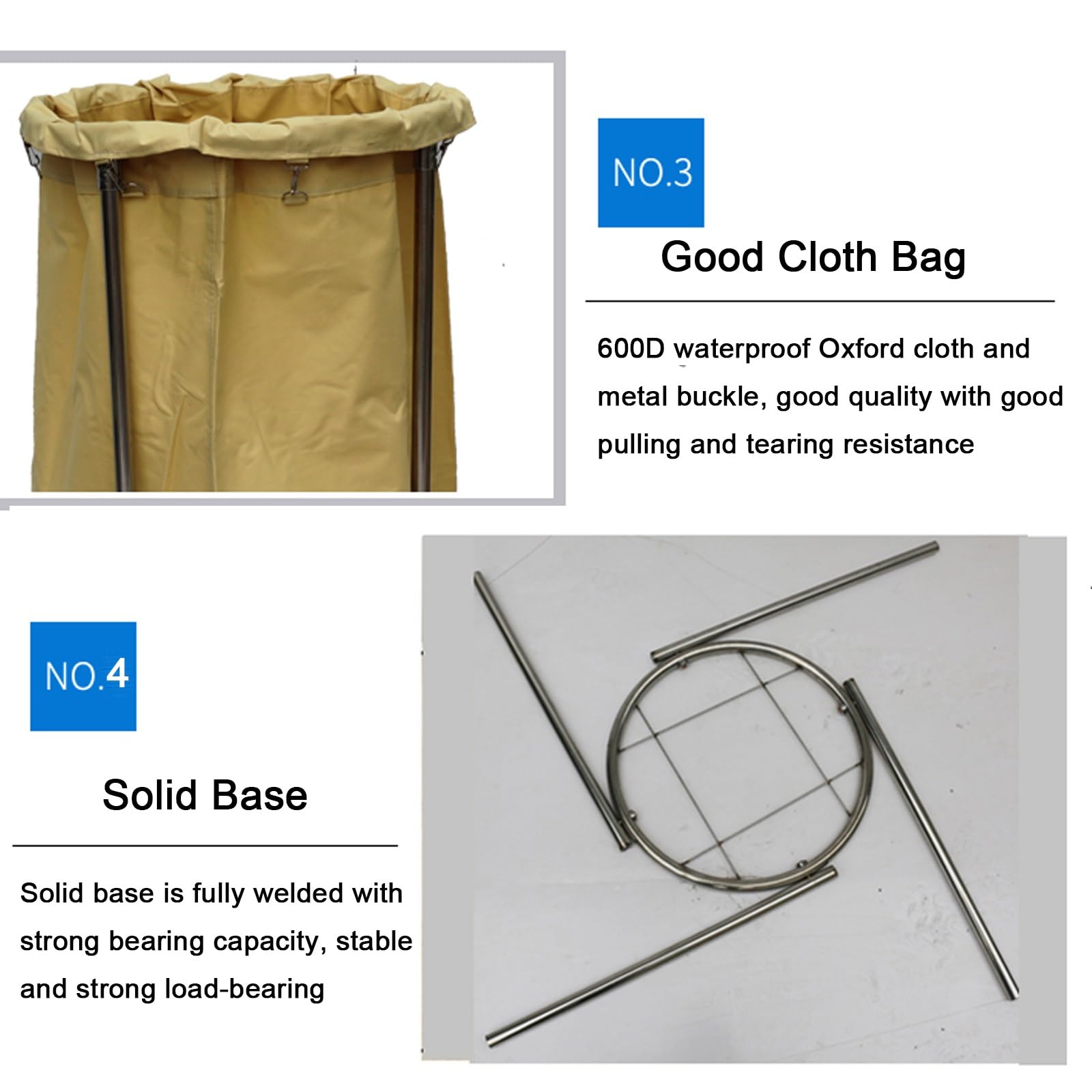 GBPLDMA Carro Limpieza Profesional Redondo, Comercial Cesta de Lavandería Material de Acero Inoxidable Refuerzo de Remaches, con Ruedas Universales Silenciosas(Blue,80x60cm/32x24in)