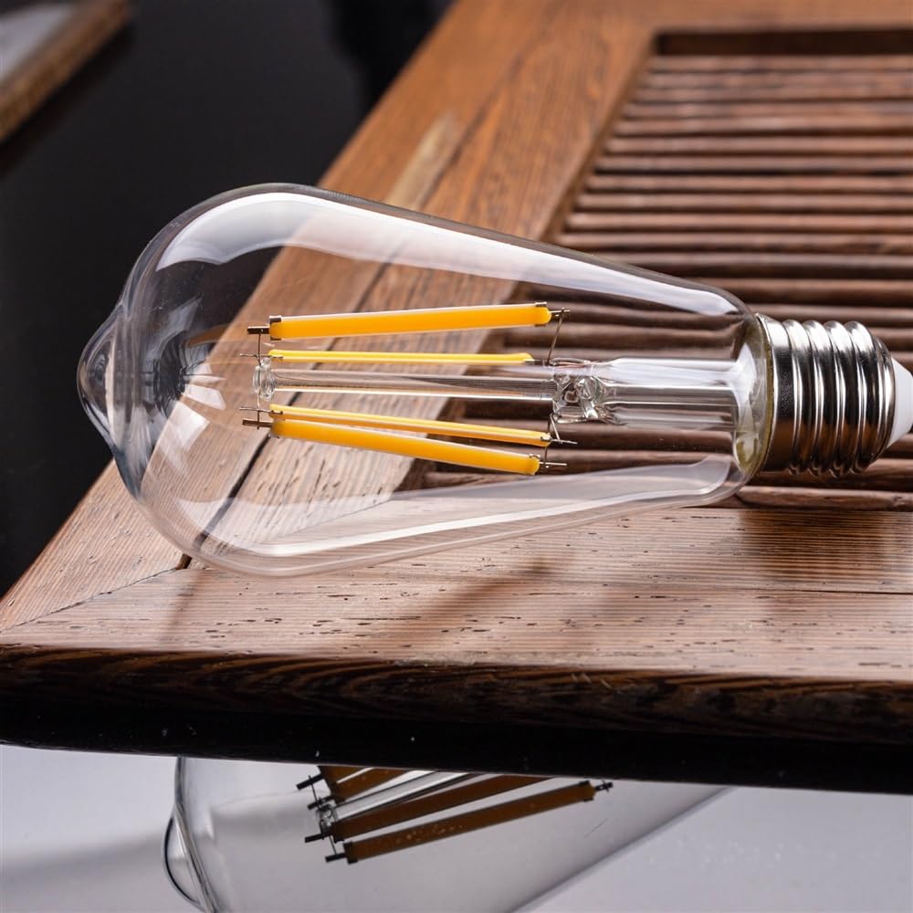 fengyan Casa Bombillas, Paquete de 50, Bombilla de filamento LED ST64 AC220V E27 12W sin atenuación estroboscópica iluminación de lámpara Retro Edison Familiar Lámpara