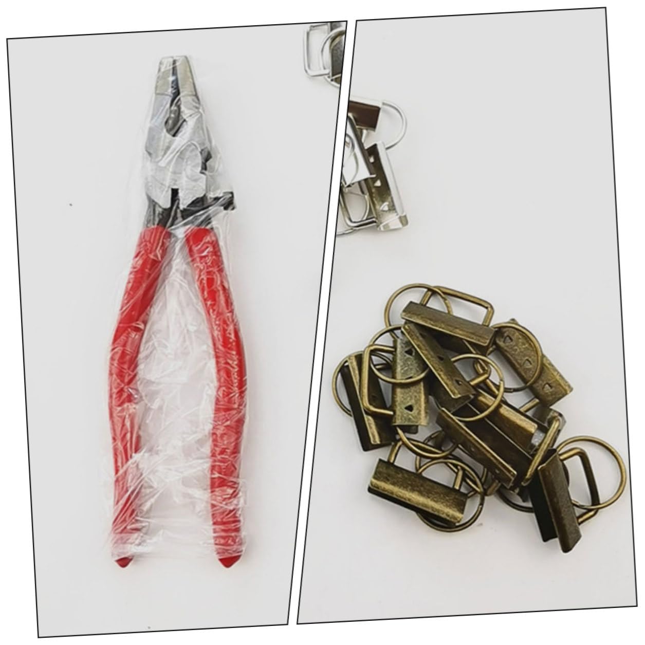 Portachiavi Metallici con Pinza Crimpatrice Morsetti per Cinturini da Polso e Catenelle per Bricolage e Accessori Fai da Te
