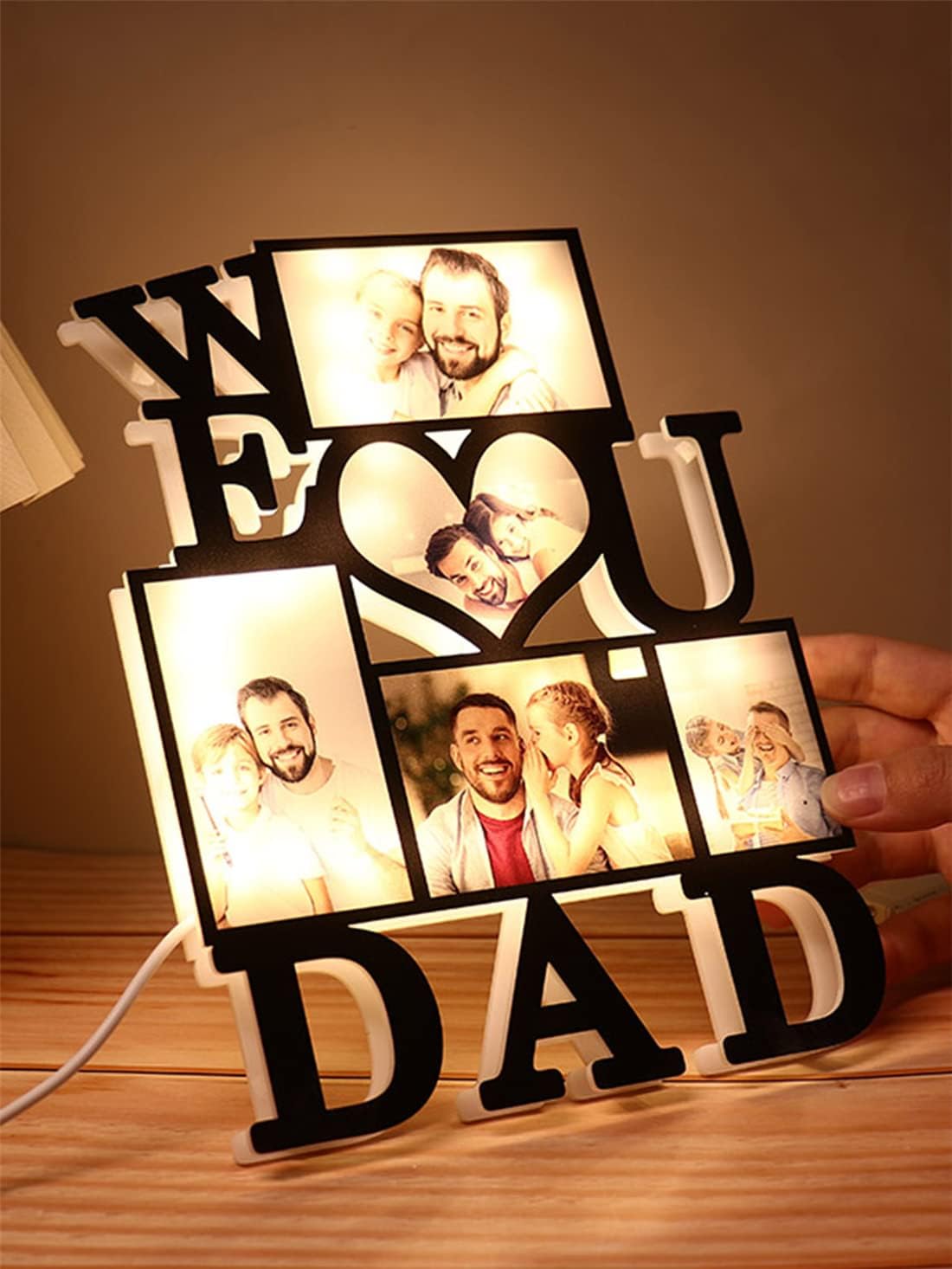 HXZDEY Personalized We Love You Dad Photo Light led Night lamp Picture Gifts for Dad from Daughter, Dad Gifts for Birthday, Fathers Day, Christmas