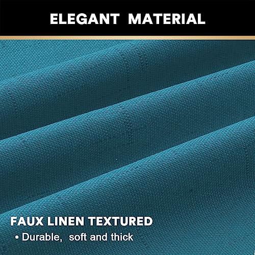 Image of PrinceDeco 100% Blackout Curtains 64 inch Long 2 Panels Set Linen Blackout Curtains for Bedroom Thermal Insulated Drapes with White Liner Privacy Protection,42 X 64 in,Blue Sapphire