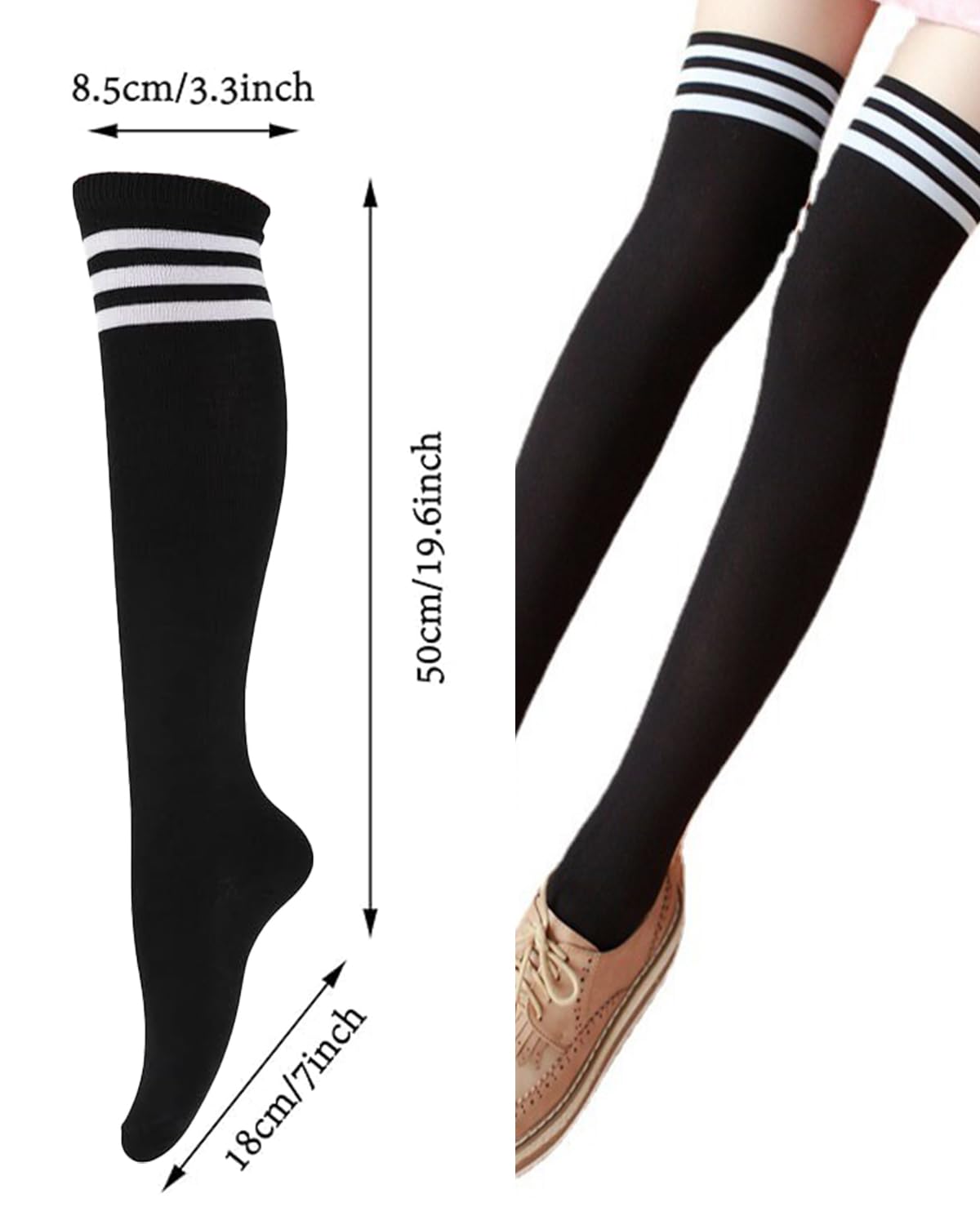 Calcetines Hasta la Rodilla para Mujer - 3 Pares ​​Calcetines Deportivos de Algodón Suave, Calcetines Hasta Rodilla Altos de Calctines Altos de Punto Sólido Casuales Calcetines de Botas