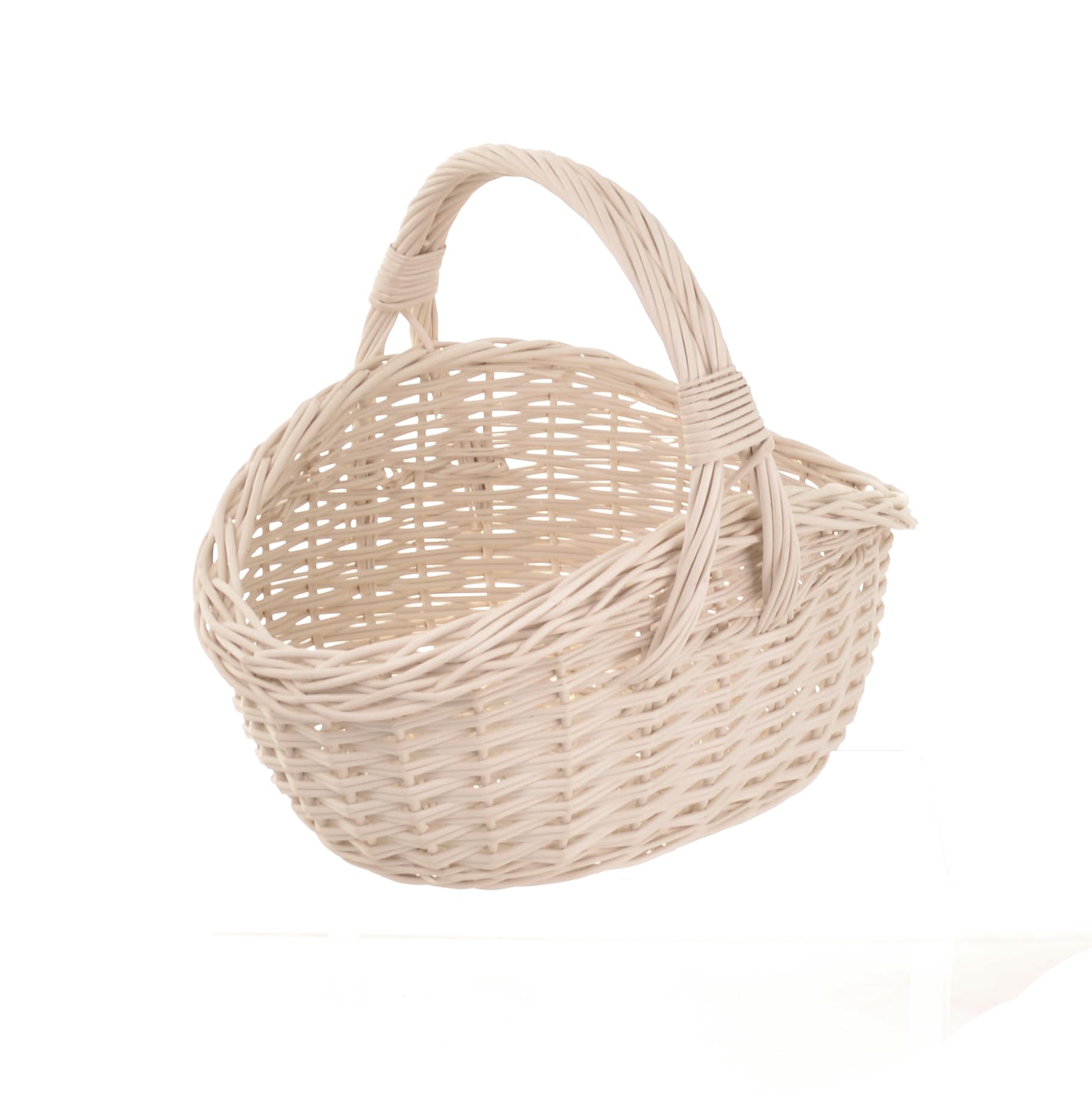 Geschenkkorb leer mit Henkel weiß S 34 x 25 cm | Geflochtener Weidenkorb als Präsentkorb, Blumenkorb, Osterkorb oder Dekokorb zum Befüllen und Dekorieren