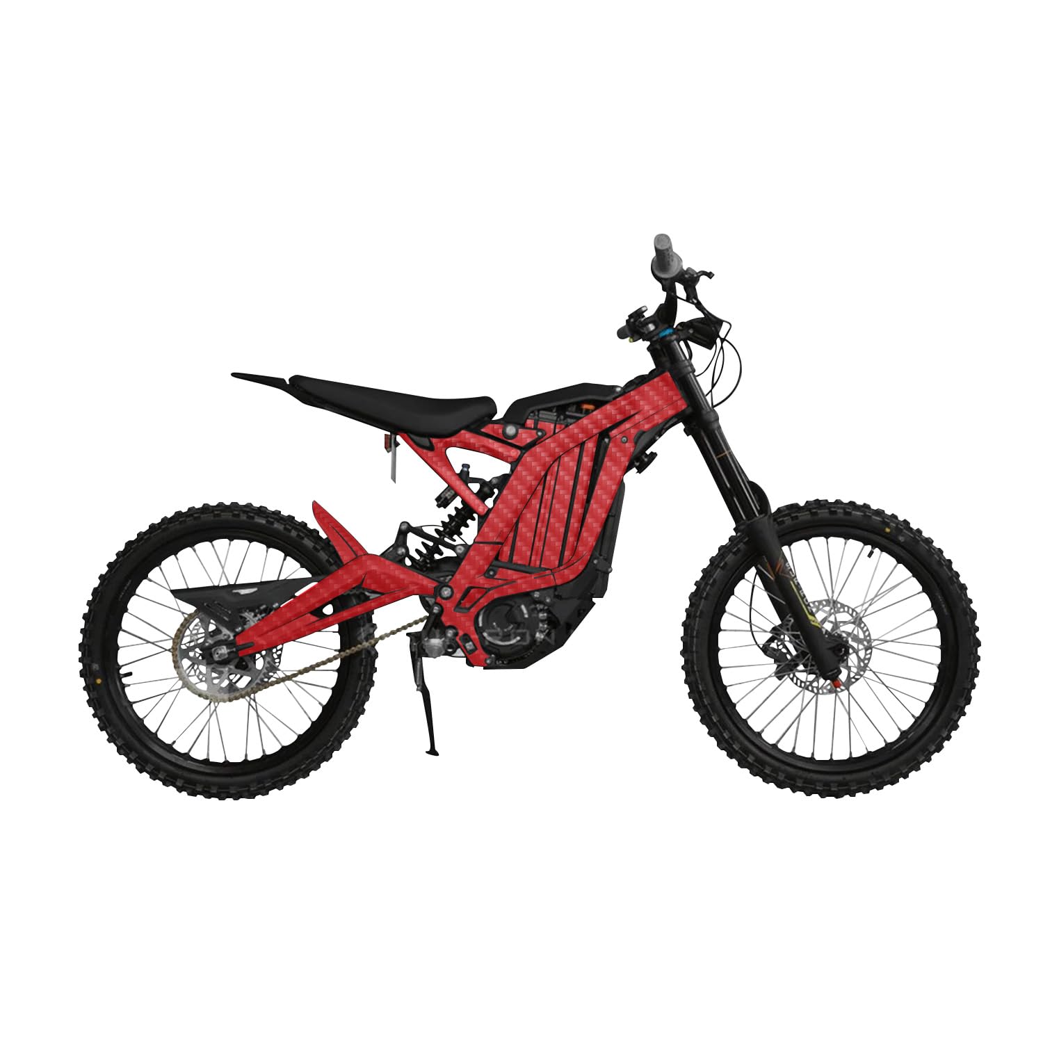 Carbon Fiber Surron Light Bee Graphics Kit Wrap - Solid Red - Sur-Ron Skin - Premium 3M Vinyl Protective Wrap Decal Cover - Easy to Apply | Crafted in The USA by MightySkins