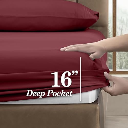 Vista 38 de Juego de sábanas de microfibra de 4 piezas prémium de calidad hotelera 1800 hilos, resistente a las arrugas, ultra suave y transpirable, juego