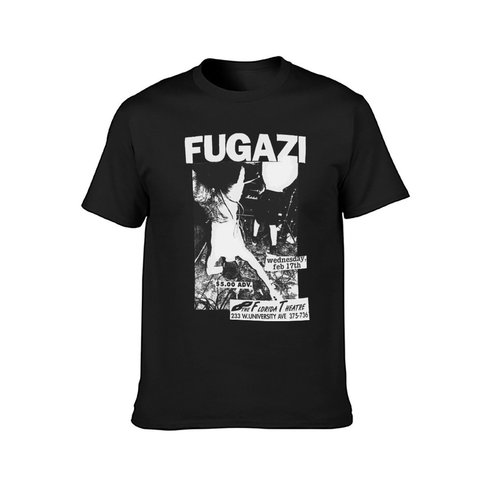 CENNAFugazi Flyer T-Shirt Graphic Printed Tee Shirt Mens Black Shirt