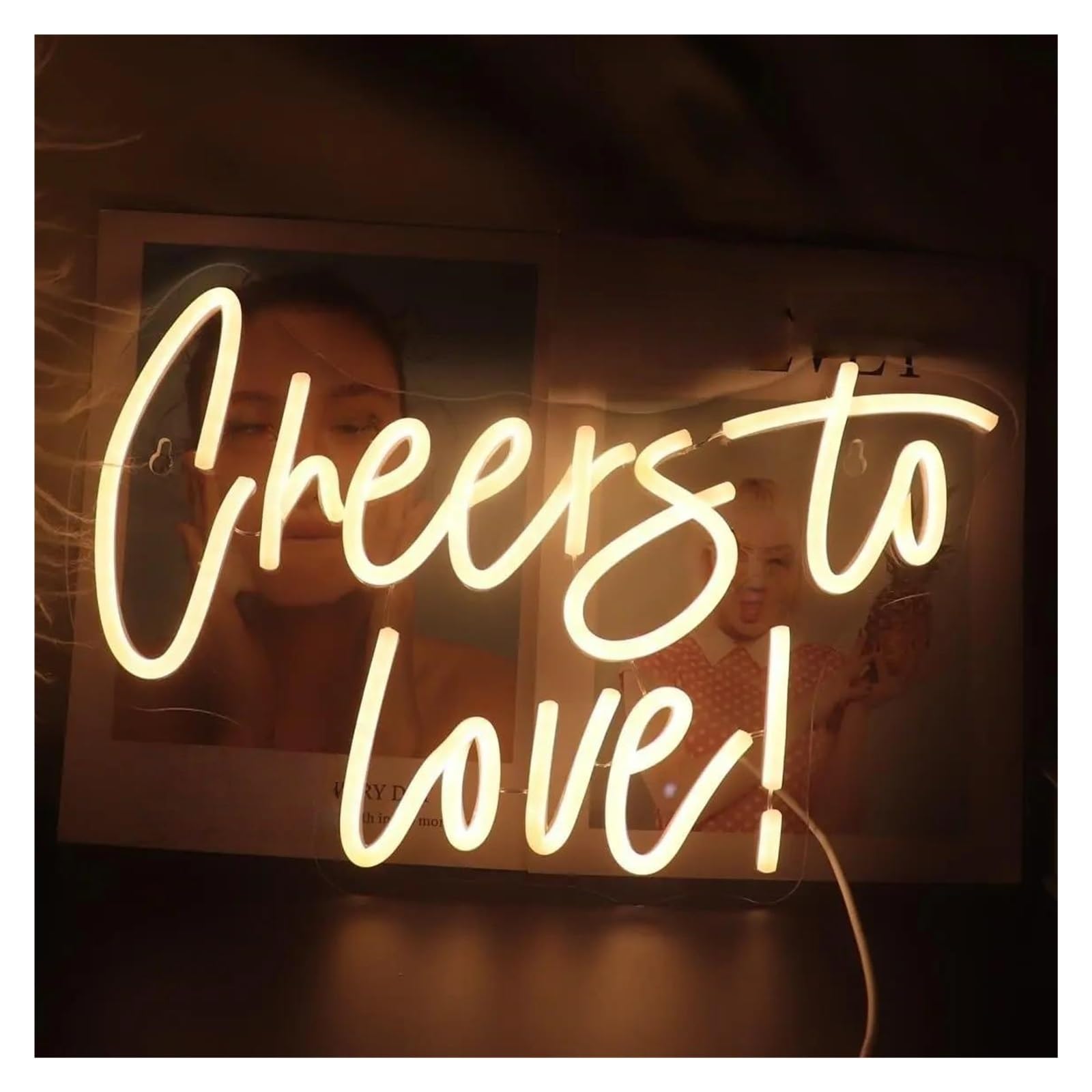 Shouxi One Color Sign Lamp Cheers To Love Neon Sign Usb Dimmable Light For Home Bar Party Window Room Wedding Proposal Decoration 38X28cm
