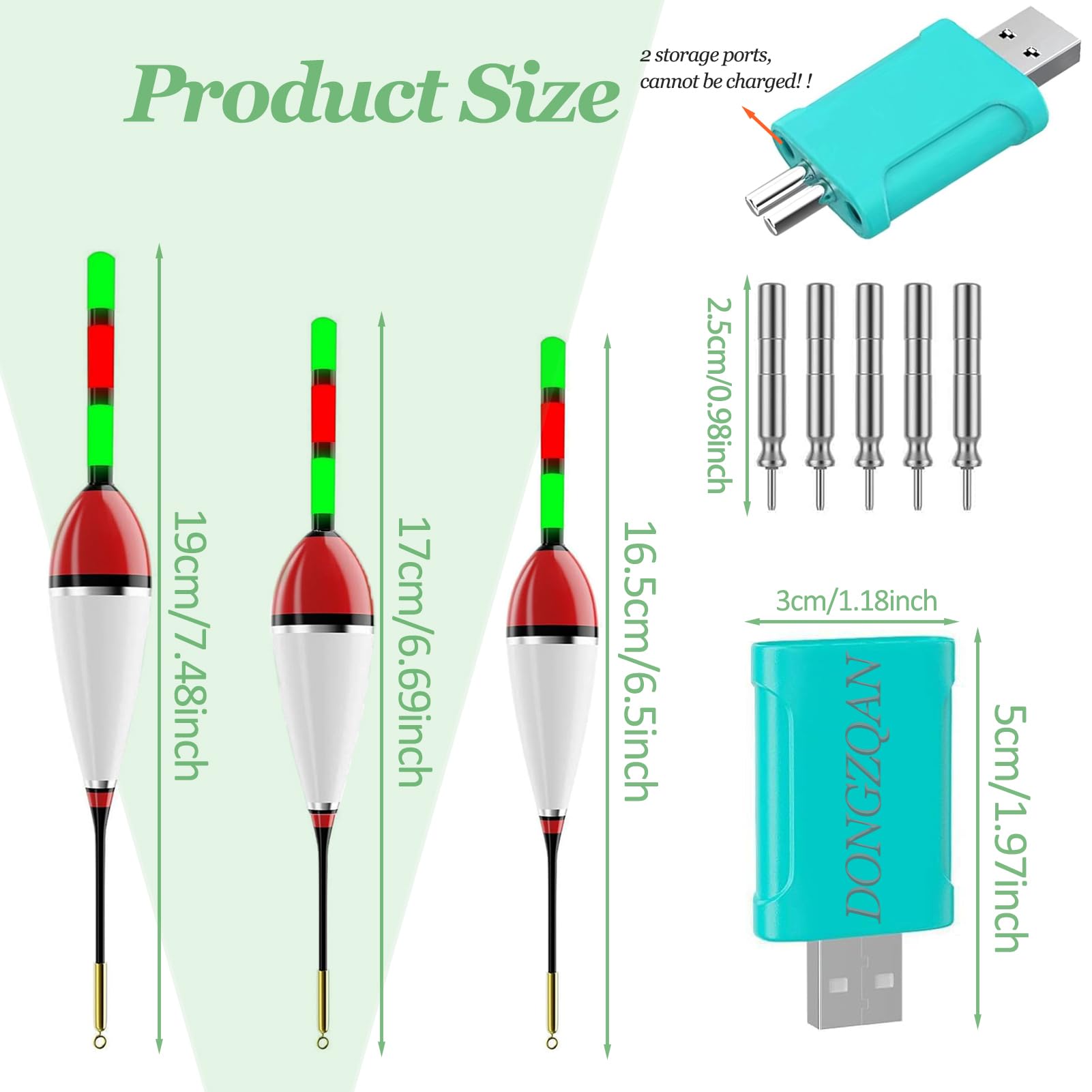DONGZQAN 3 piezas de flotadores LED para pesca con indicador de picada, flotadores LED luminosos, set de accesorios de pesca con indicador de picada, flotadores para pesca, set de flotadores con