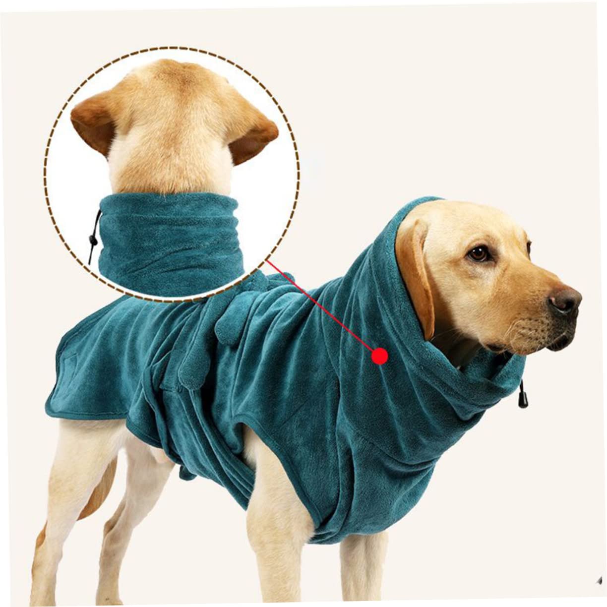 Hundebademantel Grün Schnelltrocknend aus Nylon Polyester für Hunde | Taillengürtel, Verstellbare Passform für Welpen und Ausgewachsene Tiere, Leicht zu Reinigen