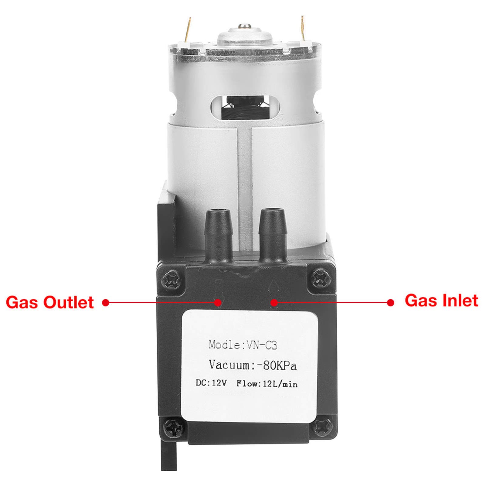 Mini pompa per vuoto DC 12V pompa di aspirazione Mini compressore d'aria 80KPa portata di vuoto 12L/min per gas