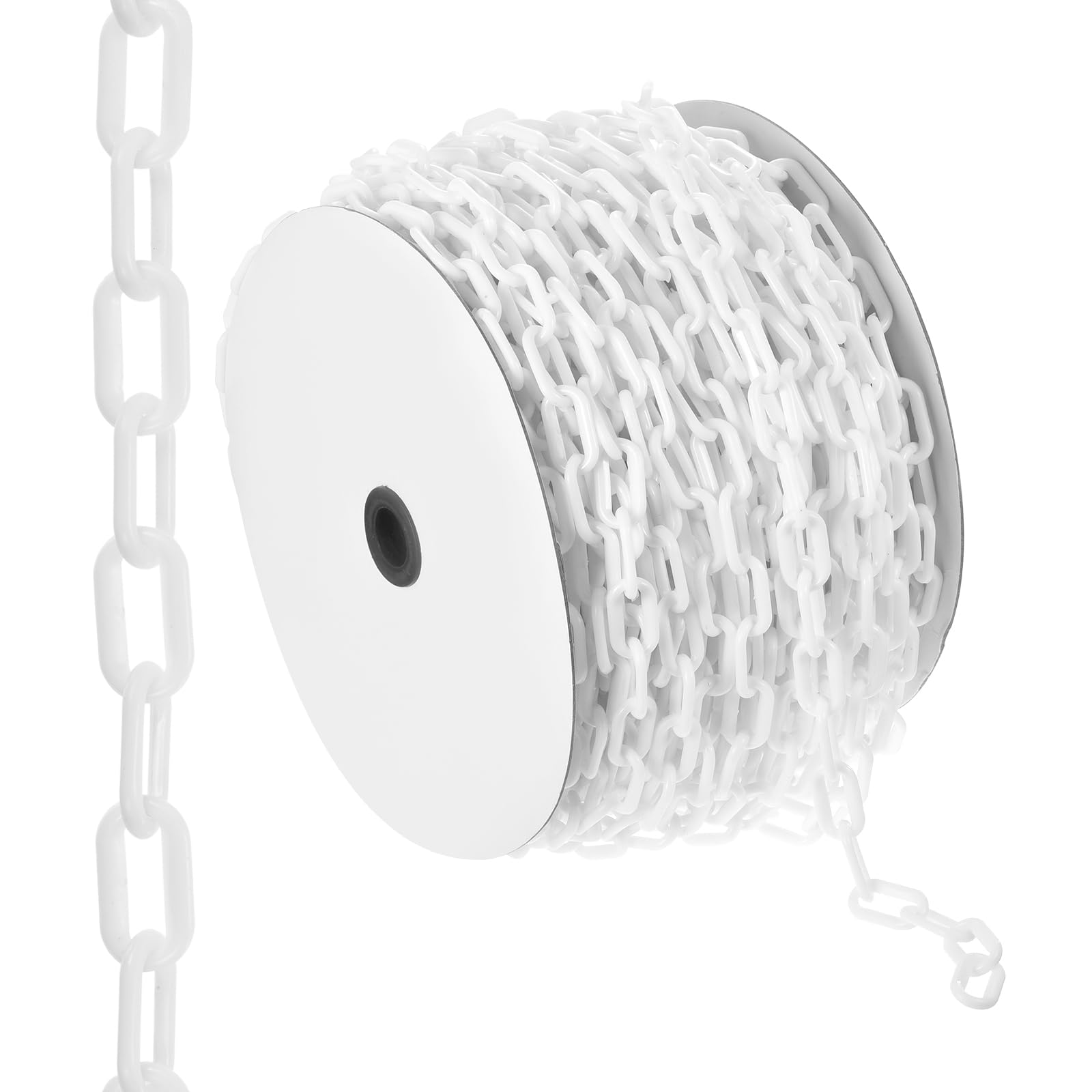 PATIKIL Chaîne barrière plastique 200 pieds, Chaîne barrière sécurité Maillons chaîne plastique Barrière contrôle foule pour clôture Portail Jardin Construction Allée Ascenseur Blanc