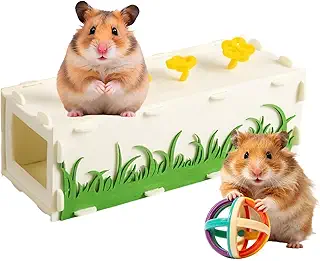 Rectangular Hamster Tunnel - Small Animal Toy Tube | Guinea Pig And Bunny Run Through Tunnel For Cage, Hamster, Dwarf, Gerbil, Hedgehog, Chinchilla, Ferret And Sugar Glider