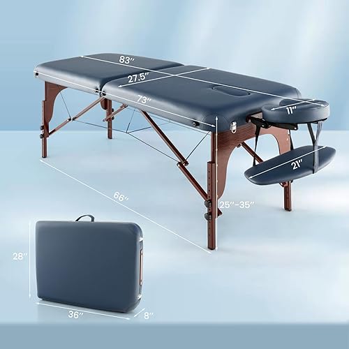Miniatura 9 de Giantex Mesa de masaje portátil con pestañas, cama de spa plegable de 84 pulgadas con 9 niveles ajustables, funda de transporte, cuna facial,
