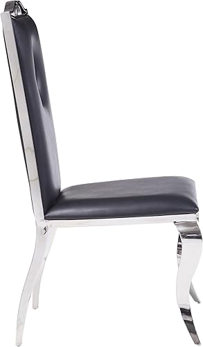 Miniatura 8 de Fabric & Stainless Steel Side Chair Set of 2, Dining Chairs for Room Table & Seating Chair Sets Kitchen, Armless High Back Stationary Standard