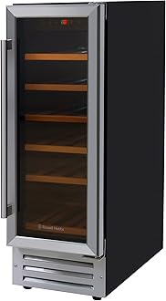 Russell Hobbs Freestanding or Integrated Large Beer, Drinks & Wine Cooler with Glass Door, 18 Bottle Capacity, Stainless Steel RHBI18WC1SS [Energy Class B]