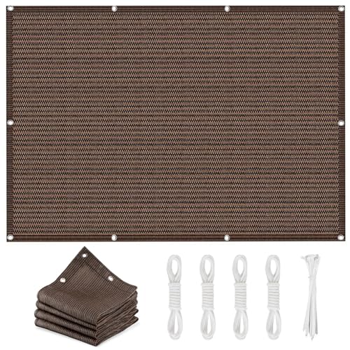 Toile ombrage 3x8m rectangulaire marron avec oeillets pour patio