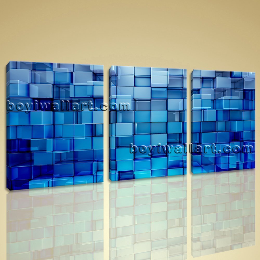Large Blue Block Abstract Contemporary Wall Art Giclee