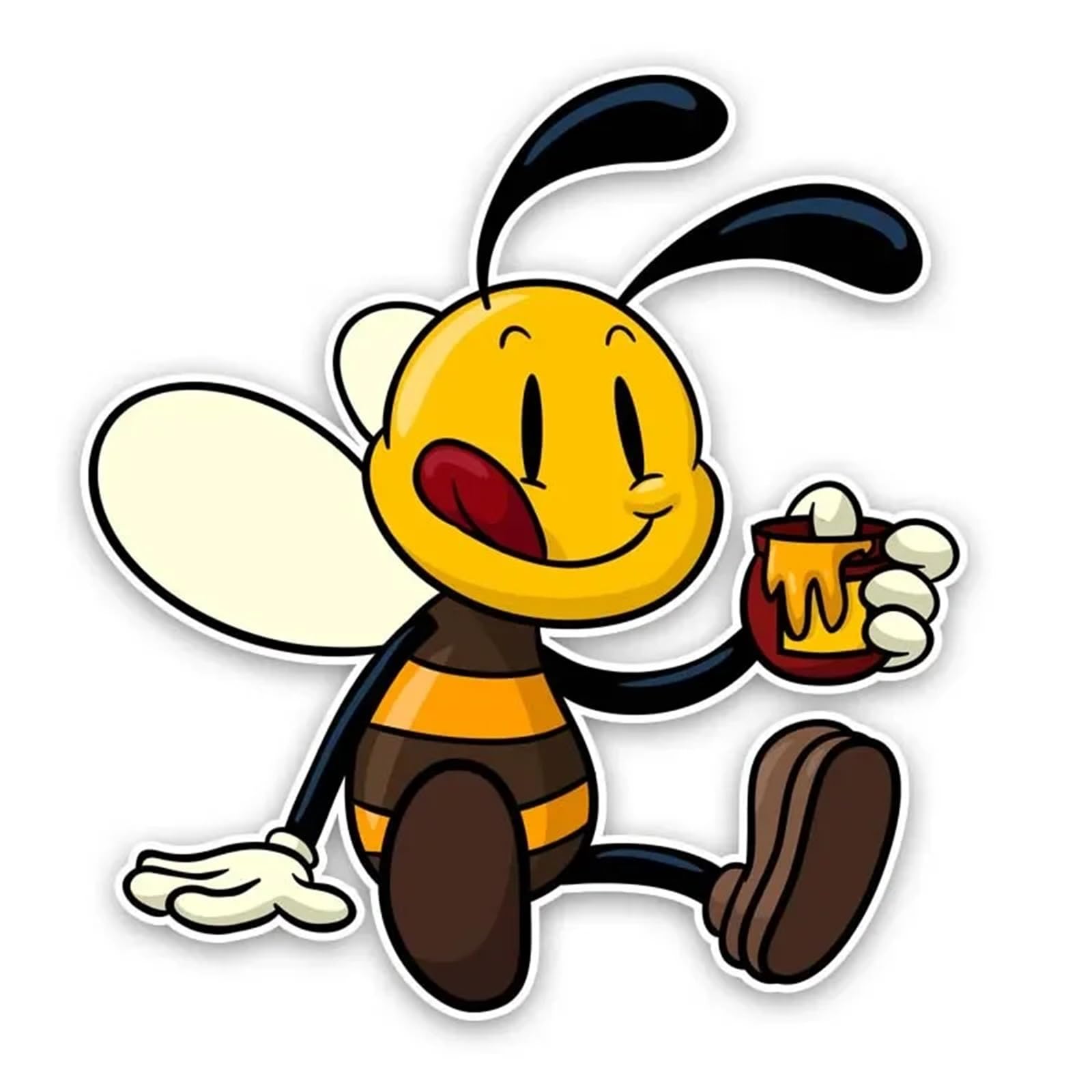 FGLFPXI Car Sticker Lovely Greedy Bee Automobiles Motorcycles Fridge Desk Laptop Decoration Cartoon Decal,13cm*12cma
