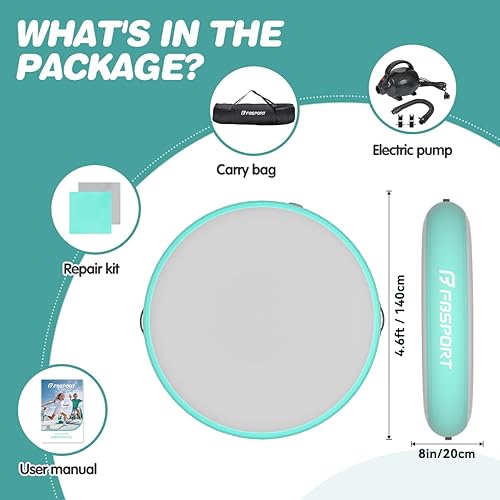 Miniatura 5 de FBSPORT Colchoneta inflable de entrenamiento de gimnasia de aire de 2.33.34.6 pies con bomba, 48 pulgadas de grosor para el hogar, entrenamiento,