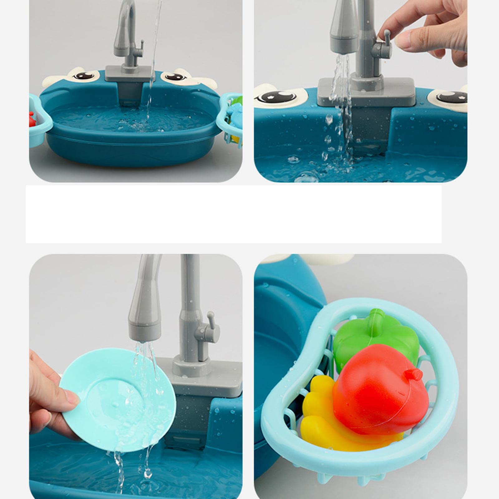 Set Da Gioco con Lavello Elettrico Da Cucina E Giochi D'acqua, Vitello Blu, Taglia unica