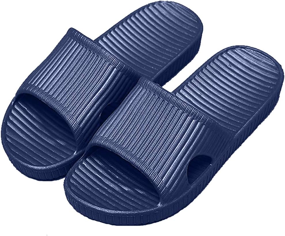 Women And Men Anti-slip Slippers Indoor Use Outdoor Bath Sandal Soft Foam Sole Pool Shoes House Home Slide (Navy Blue, 9/10 UK)