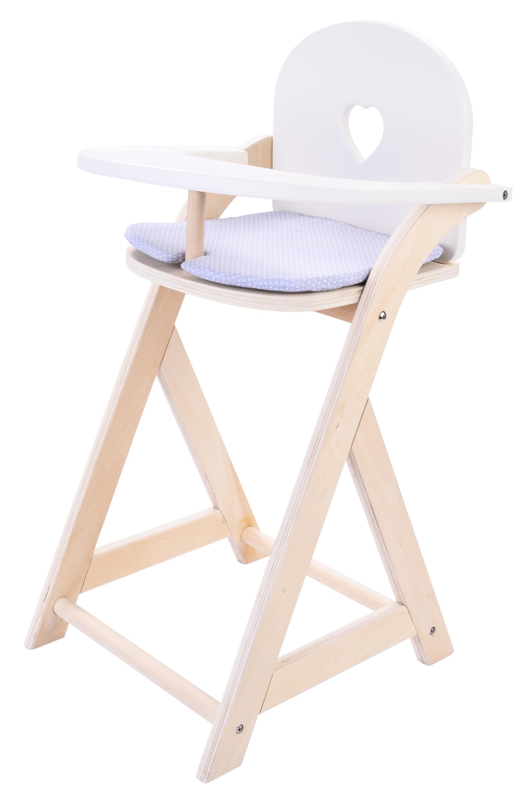 Engelhart - 606016 - Elegant Wooden High Chair for Dolls - Grey and White - Dimensions: 32 x 24.5 x 56 cm - age 3 and up