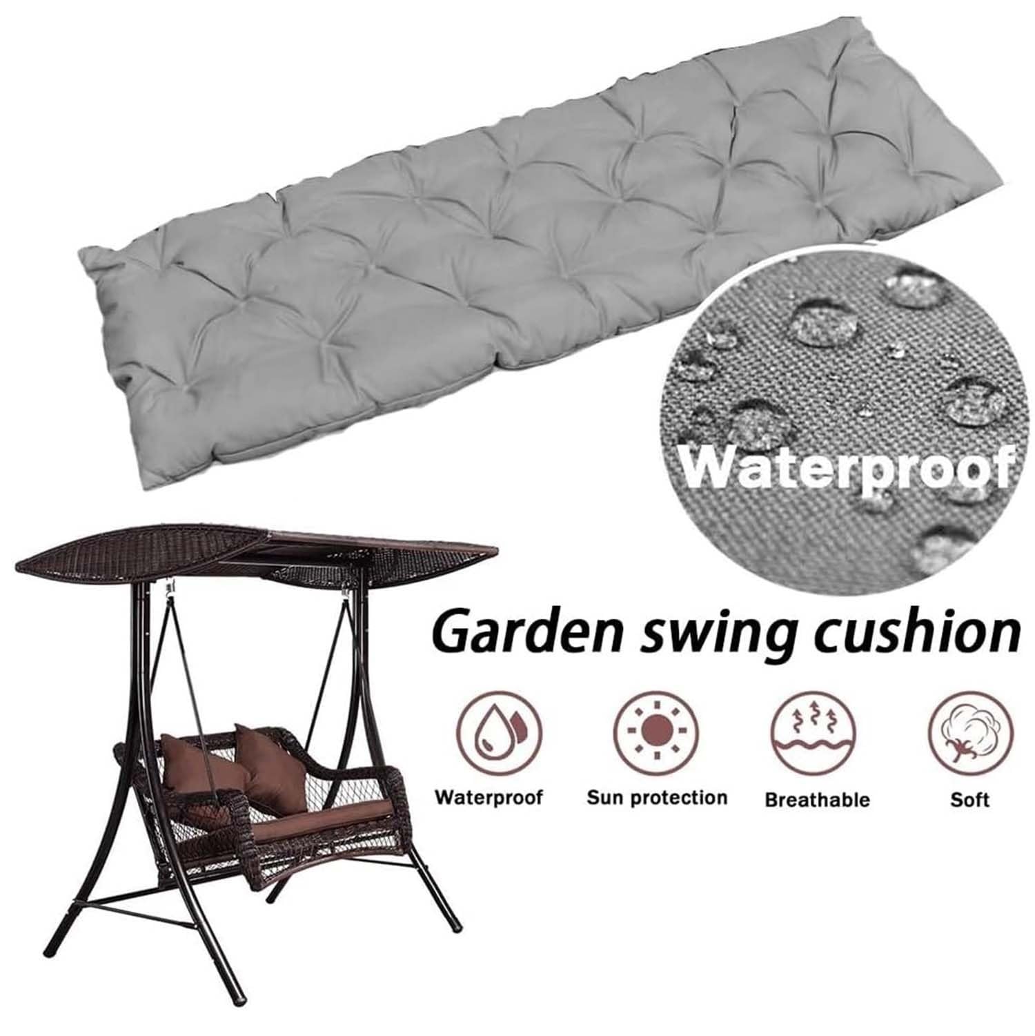Cuscino impermeabile per panca da giardino, verde scuro, 150 x 50 cm, perfetto per sedie e panche da esterno, ideale per comodi posti a sedere all'aperto