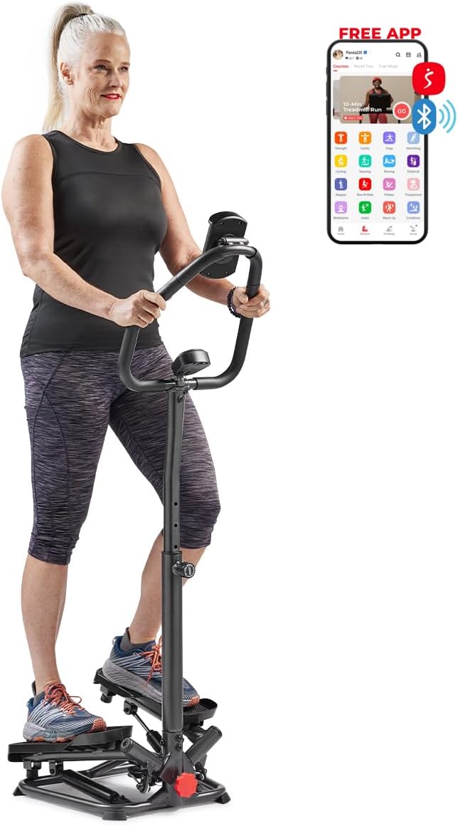 Smart Twist Stair Stepper Machine with Handlebar, Space Saving, Connected Fitness with SunnyFit App โ SF-S020027SMART