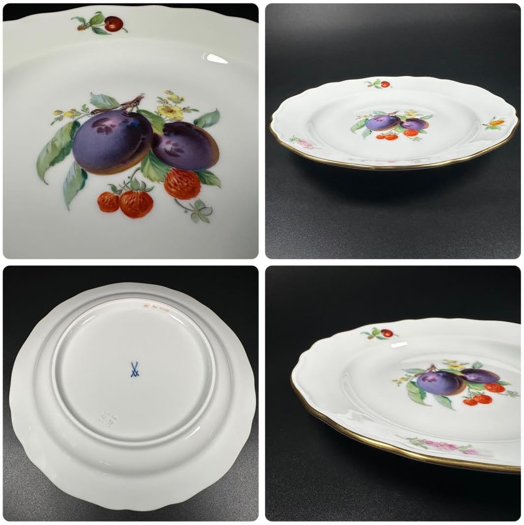 マイセン 金彩 果実紋様フルーツプレート(18cm)6枚 共箱付、1級品