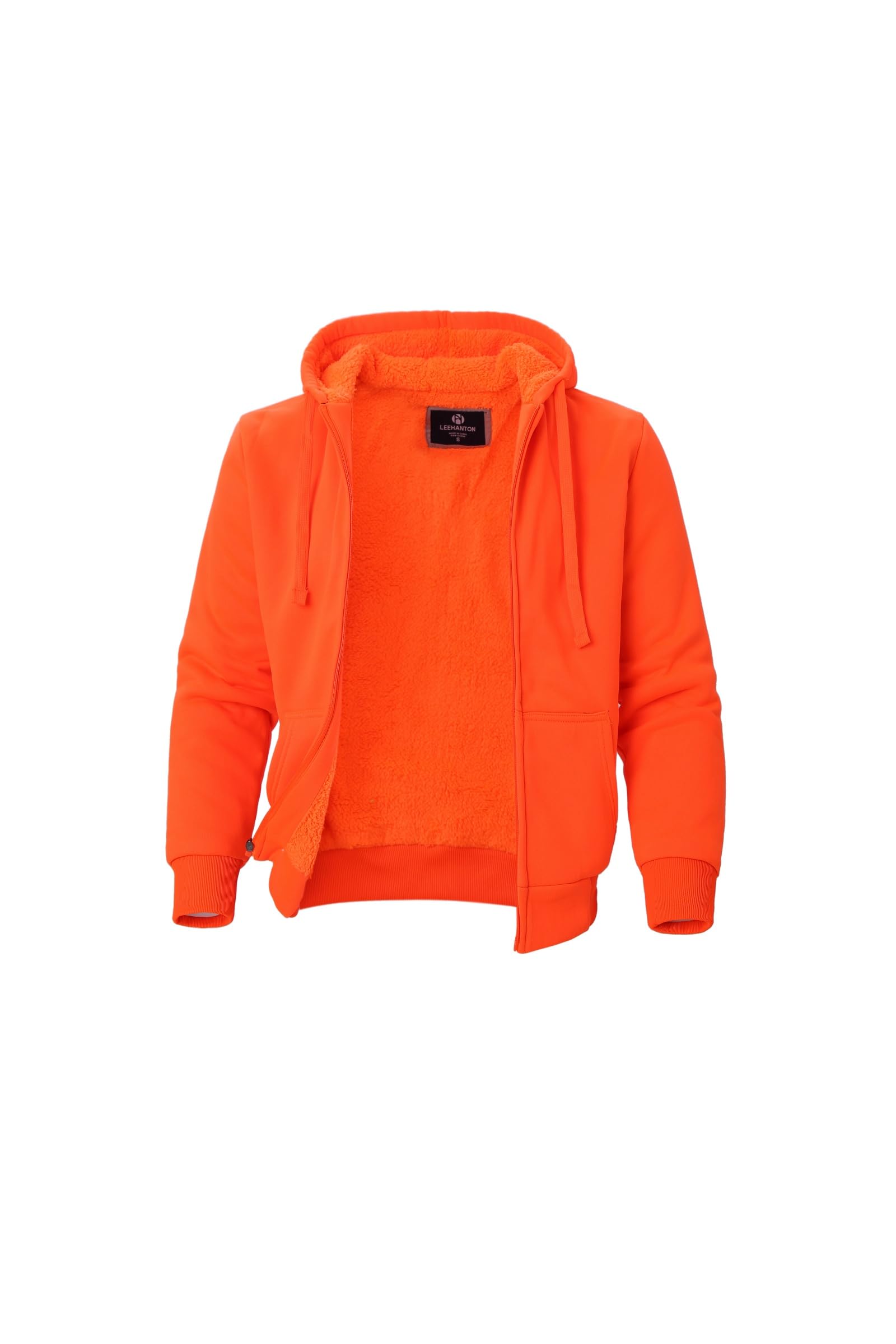 LeeHanTon Heavyweight Hoodies for Men Jackets Comfy Sherpa Lined Zip Up Hoodie Coats with Pockets Outerwear