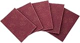 Professional Industrial Abrasive Sponge Scourer Pads, 5pcs Abrasive Hand Scouring Pad for Cleaning Dishes, Cars, and Appliances, with Fine Red and Coarse Green, Polishing (Red)